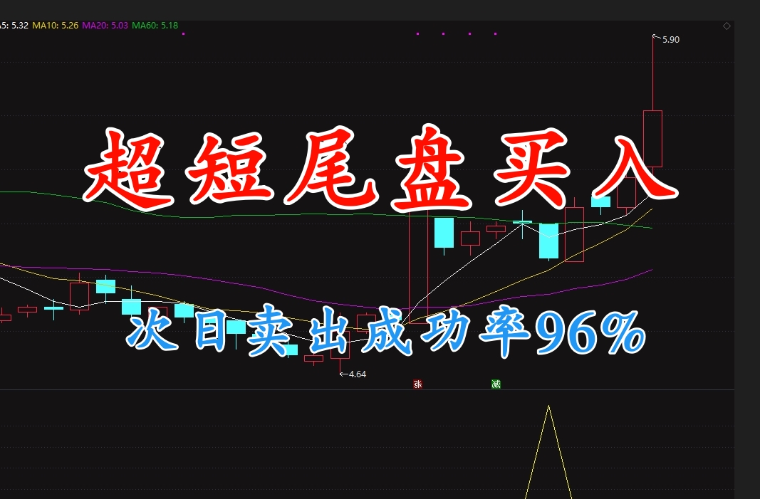 次日冲高成功率96%《超短尾盘买入》尾盘买日次日卖 无未来函数 电脑手机均可使用