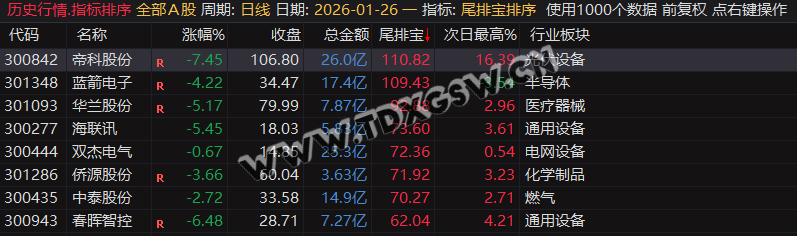 通达信【尾排宝】尾盘排序指标  无未来 不漂移可回测的尾盘排序指标 电脑手机均可使用