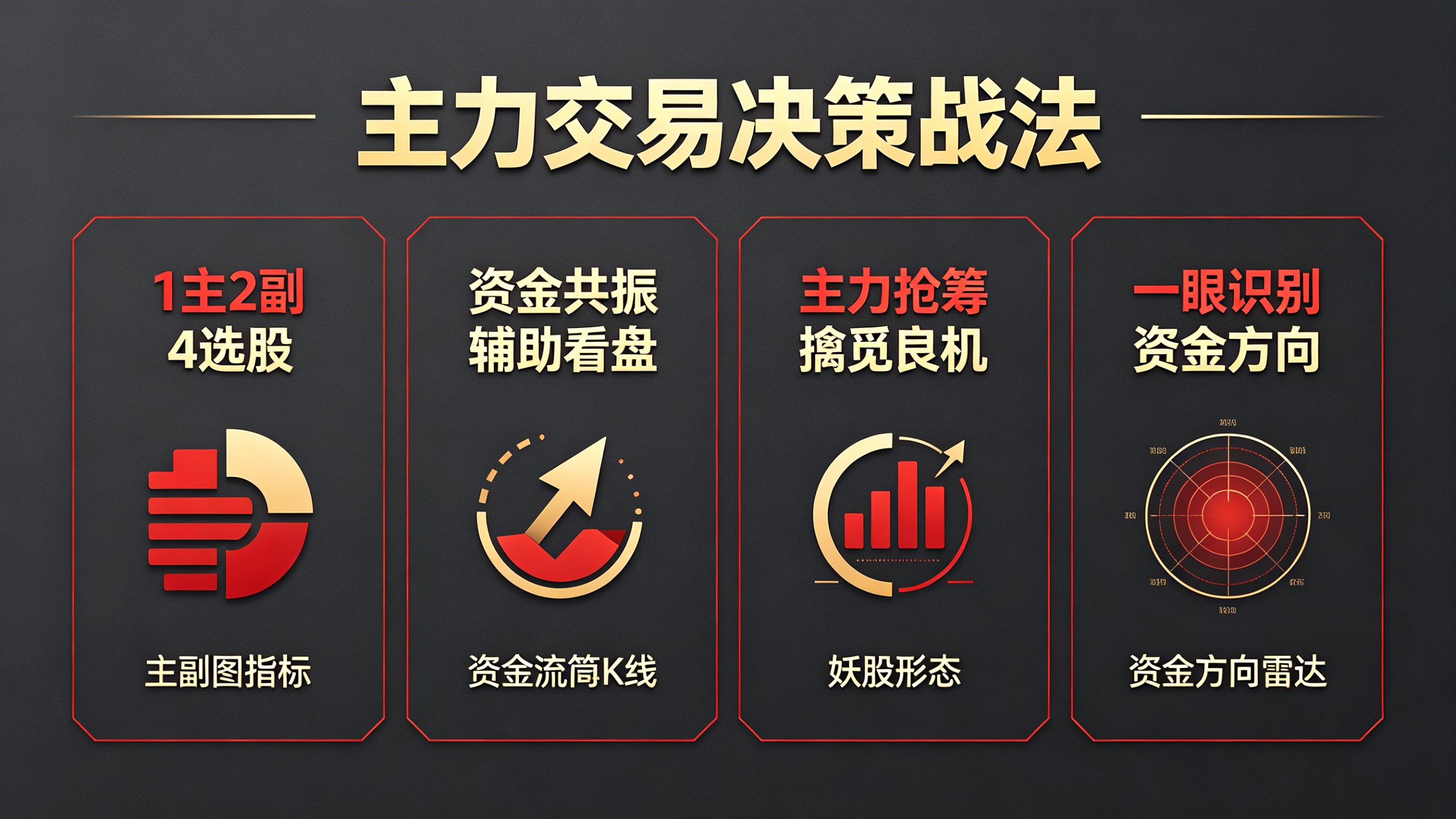 通达信【主力交易决策战法】1主2副4选股 资金共振辅助看盘 主力抢筹擒觅良机 降妖擒龙正当时 一眼识别资金方向