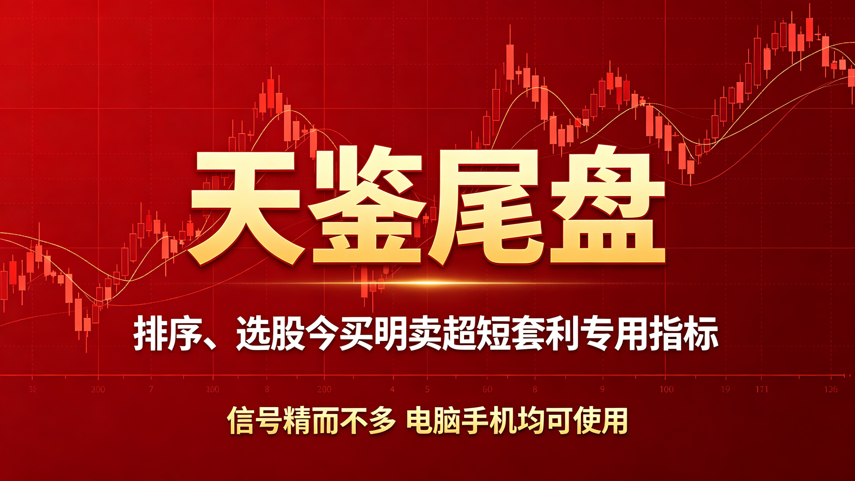 【天鉴尾盘】排序、选股今买明卖超短套利专用指标，信号精而不多电脑手机均可使用