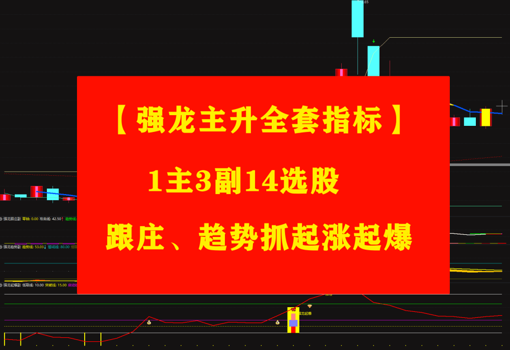 【强龙主升全套指标】跟庄、趋势抓起涨起爆1主3副14选股使用无限制