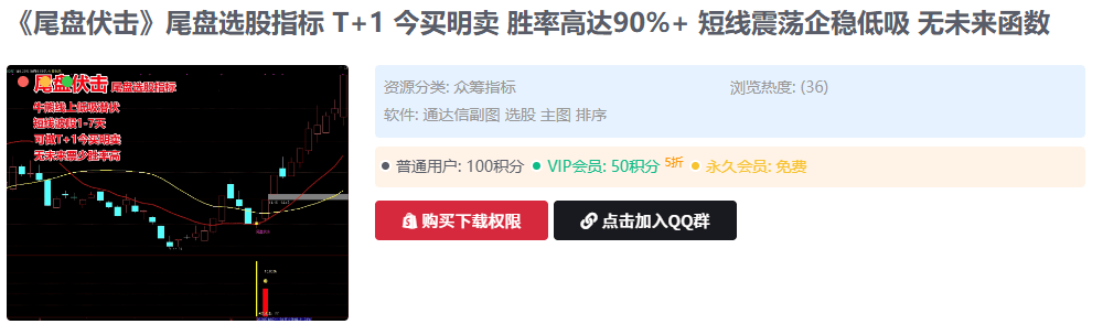 胜率高达90%+《尾盘伏击》尾盘选股指标 T+1 今买明卖 短线震荡企稳低吸 无未来函数 胜率高达90%+《尾盘伏击》尾盘选股指标 T+1 今买明卖 短线震荡企稳低吸 无未来函数